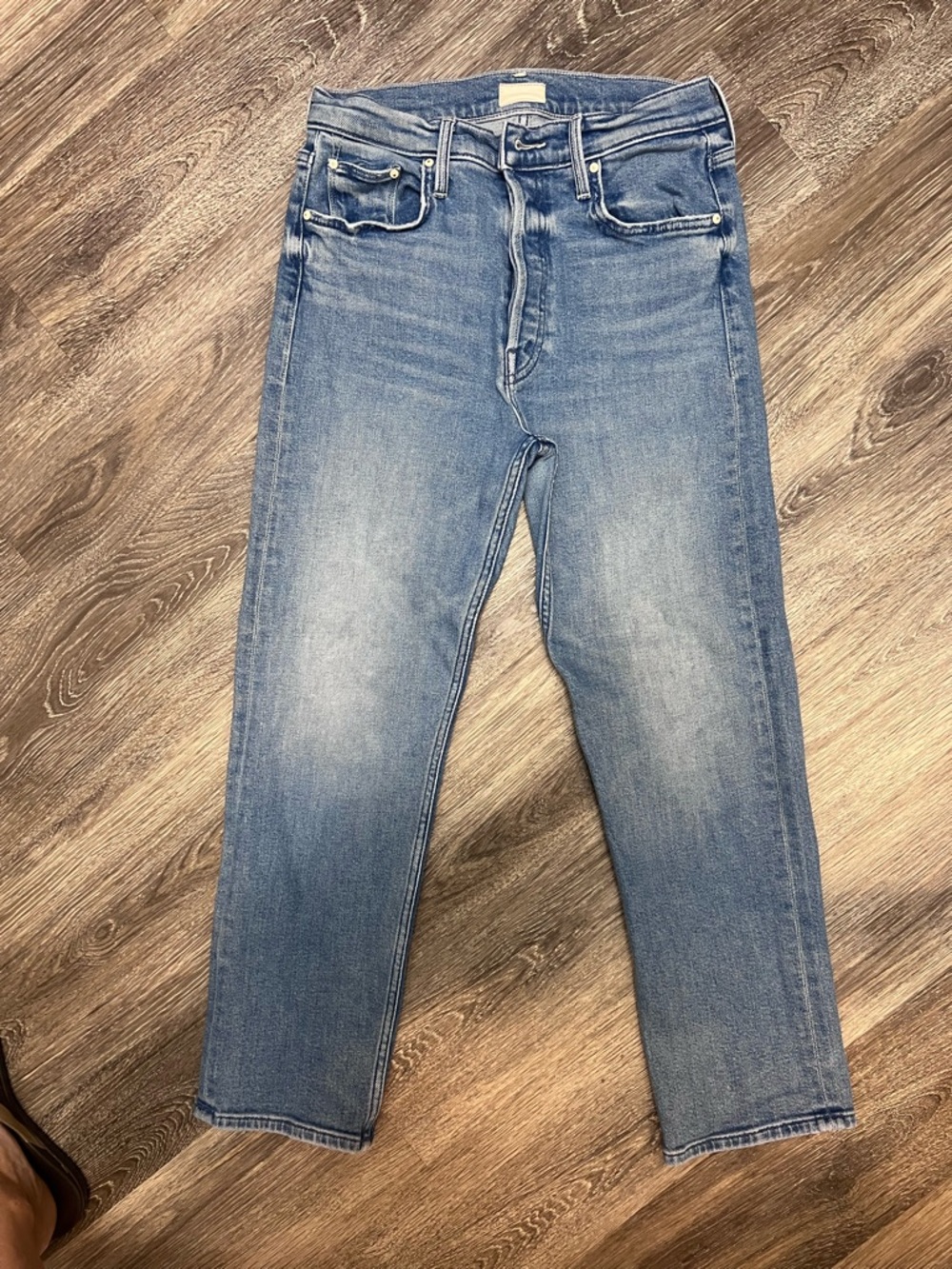 MOTHER Cropped Light Blue Straight Jeans